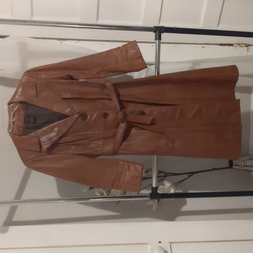 Genuine Leather Vintage Trench Coat